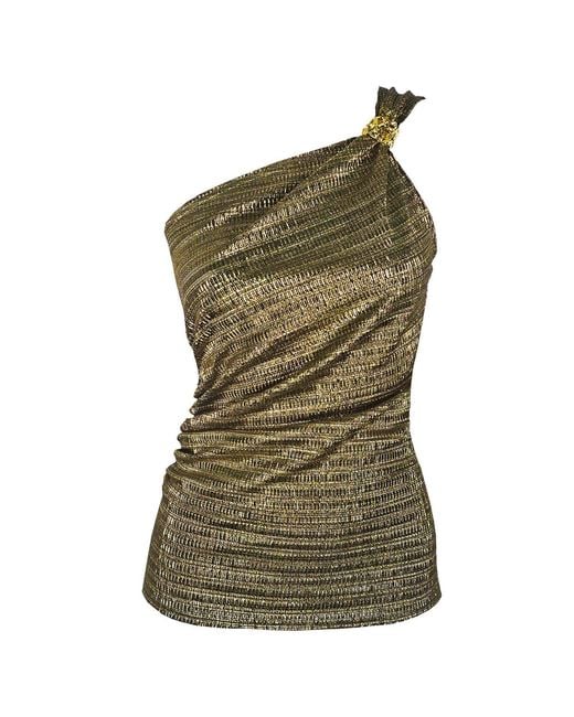 Me & Thee Brown Pick N Mix Metallic Antique One Shoulder Top