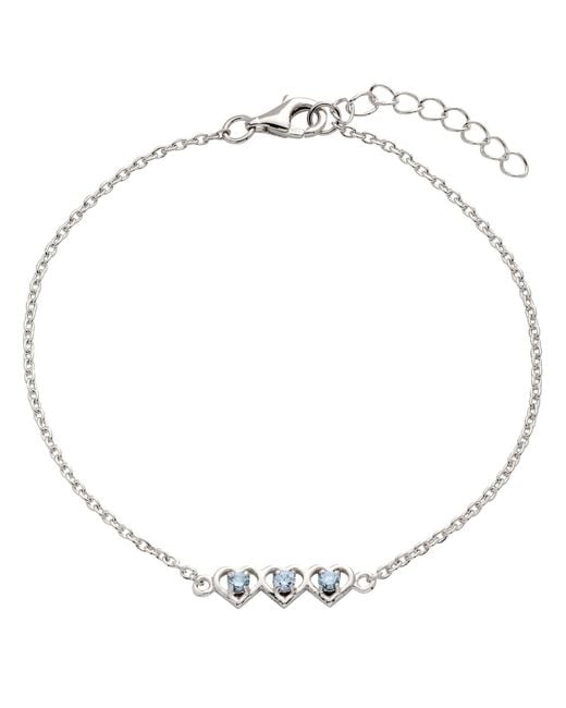 Belinda Jewelz Metallic Aquamarine Triple Heart Bracelet
