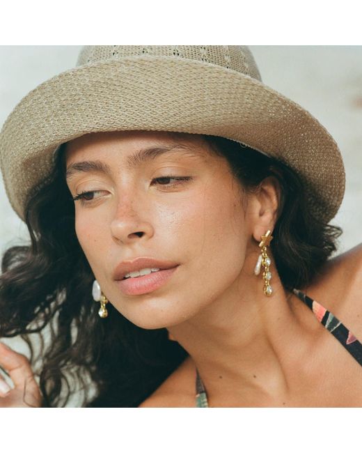 Sccollection Metallic Ziggy Star & Pearl Earrings