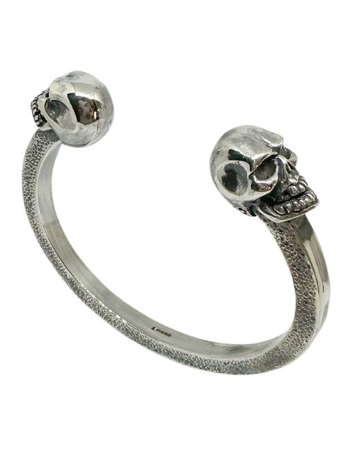 Tg-Jewellery by Tamara Gervasio Metallic Solid Rigid Skull Sterling Bangle One Of A Kind for men