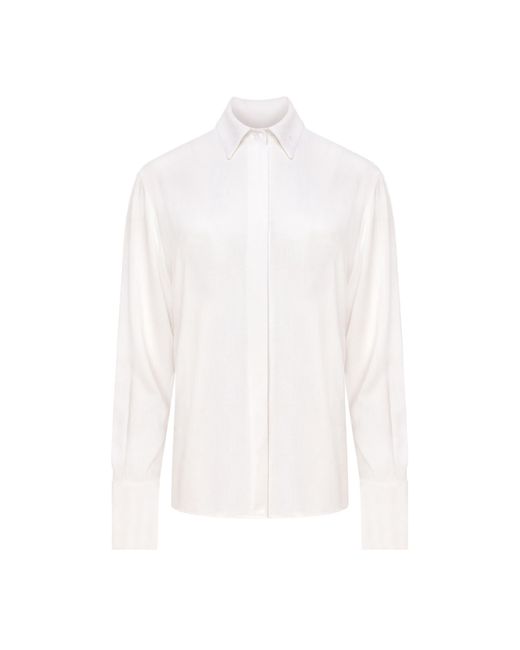 Mandragora White Neutrals Ecru Linen And Viscose A Long, Flowing Shirt