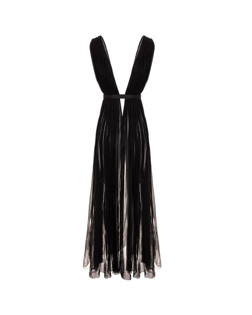 ROSERRY Black Santorini Cut Out Silk Tulle Dress In