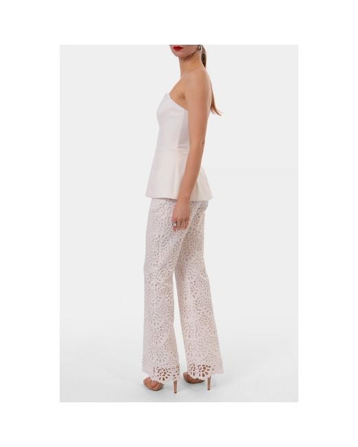 AGGI by HALEWSKI White Ally Off Embroidered Lace Pants
