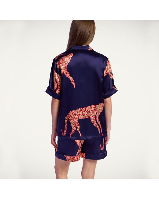 Piola Blue Mulberry Silk Short Pyjama Set