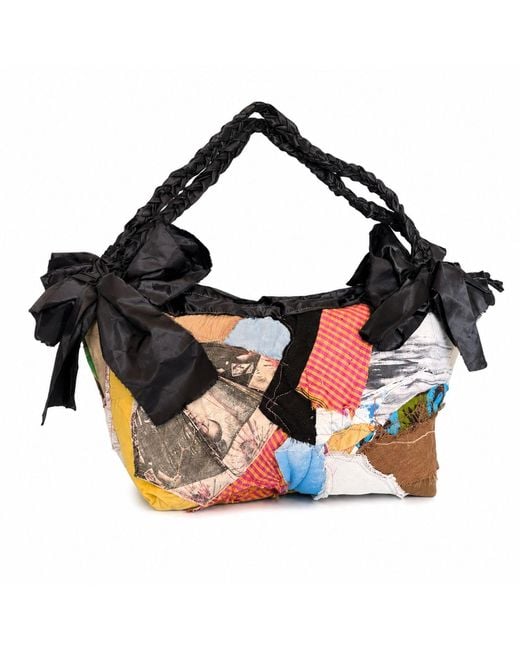 Miro Misljen Black Patchwork Ribbon Bucket Bag