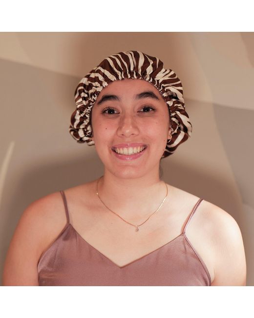 Soft Strokes Silk Brown Pure Mulberry Silk Double Layer Bonnet Zebra