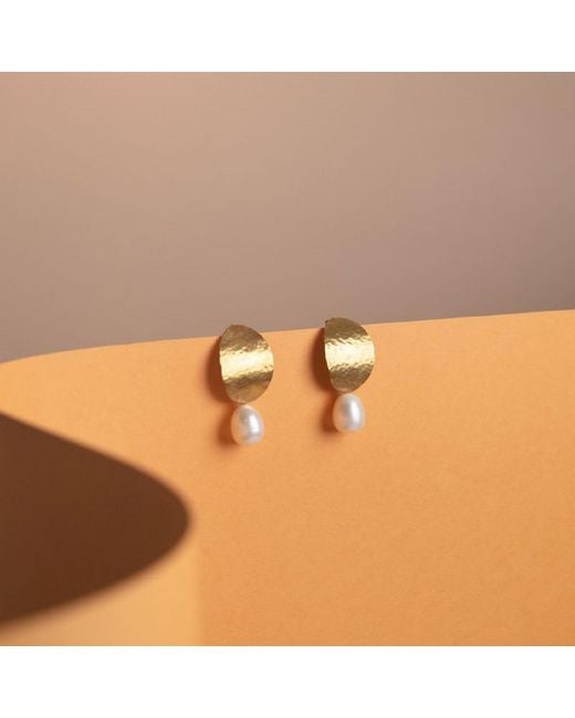 Silver Moon Metallic Aurora Pearl Sterling And Brass Earrings