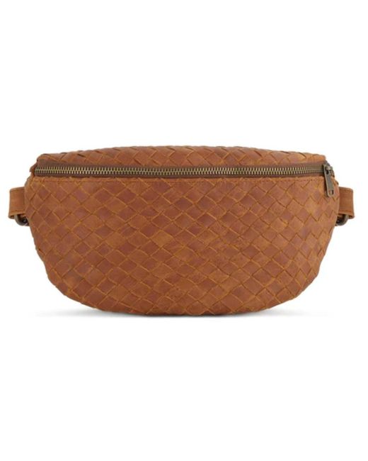 Hides Leather Co. Brown Nexus Woven Leather Belt Bag, Handmade Minimal Saddle Waist Purse