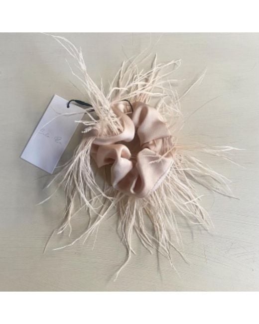 Lula-Ru White Neutrals Feather Hair Scrunchie