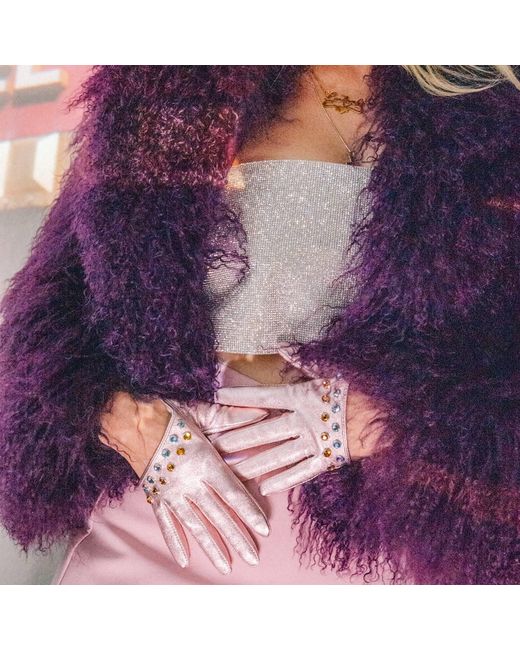Black Cake Purple Starlight Crystal Finger Gloves – Electric