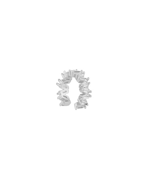 Spero London White Irregular Baguette Ear Cuff No Piercing Sterling