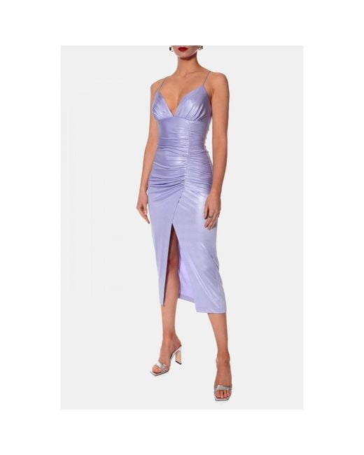 AGGI by HALEWSKI Purple Tessa Pearl Midi Sleeveless Dress