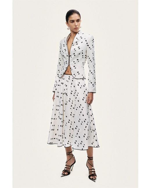 Nocturne White Printed Tailored Jacket