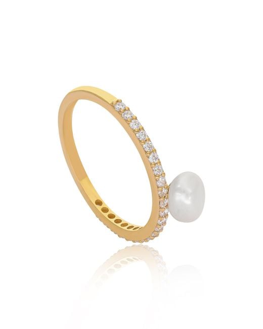 The Jewelz Metallic Pearl Deco Ring