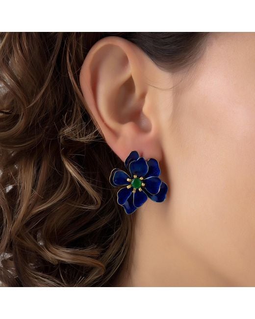 Milou Jewelry Blue Violetta Flower Earrings