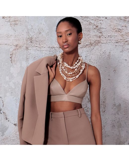 AGGI by HALEWSKI Natural Neutrals Asha Cool Vegan Leather Bralette