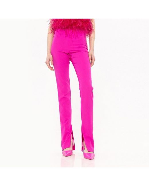 Nissa Pink Embellished High-waisted Pants