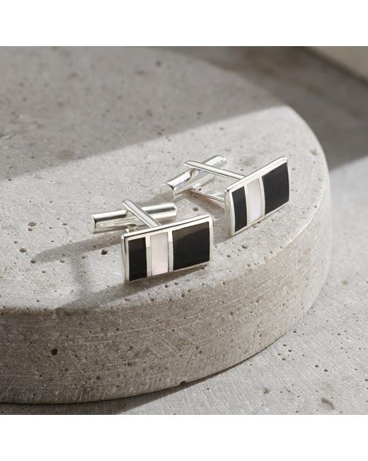 Posh Totty Designs Multicolor Onyx And Mother-Of-Pearl Cufflinks for men