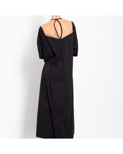 gaffer&fluf Black Invisible Mesh Maxi Dress With Wide Sleeves
