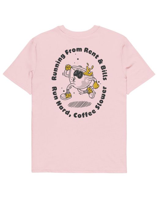 Anchor and Crew Pink Cotton Gustatory Coffee Over Bills Organic Cotton Embroidered T-Shirt