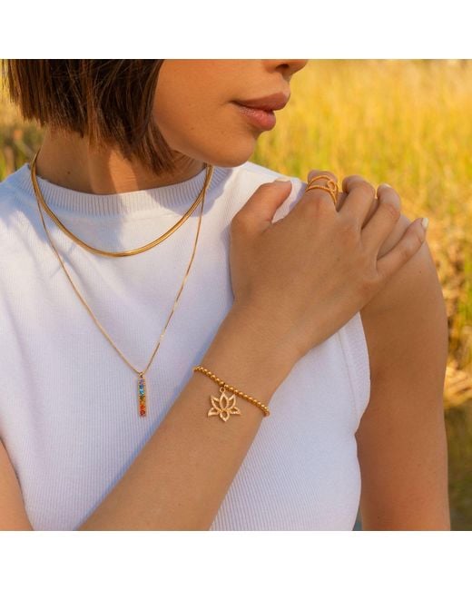 Seven Saints Metallic Illuminate Lotus Bracelet, Topaz Pave, Plated