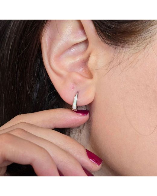 Harfi Metallic Opal Tapered Sterling Huggie Hoop Earrings