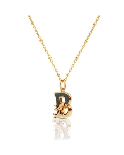 Kasun Metallic Plated B Initial Necklace With Marble
