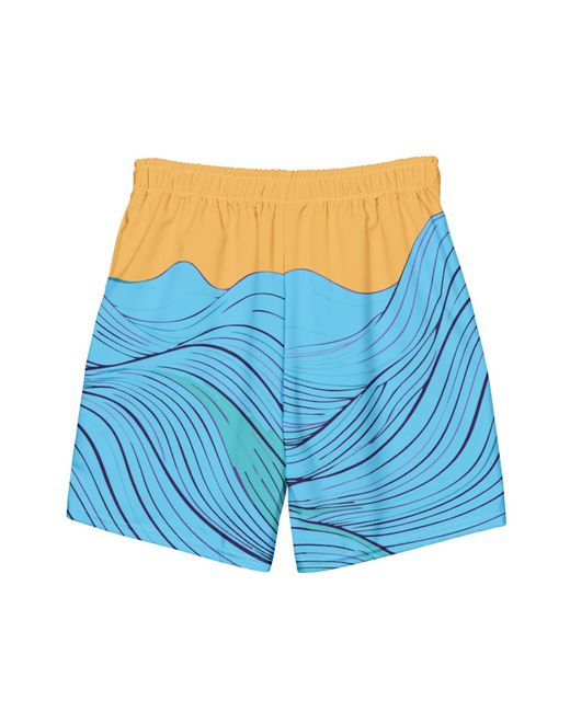 Anchor and Crew Blue Deep Waves Pattern Recycled Fabric Swim Shorts for men