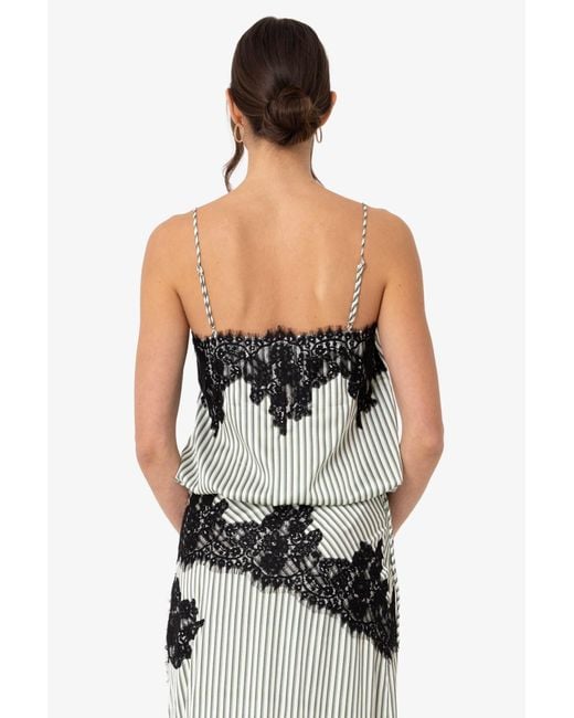 Amy Lynn Black Sienna Stripe Satin Lace Top