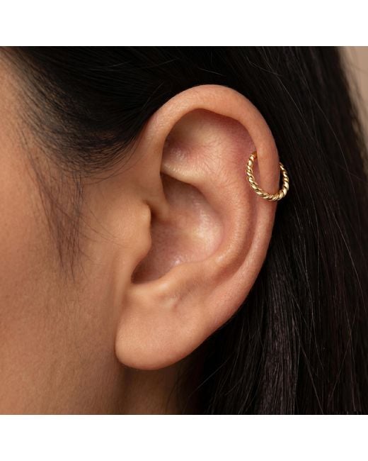 Zahav Jewelry Metallic 14K Solid 16G 10Mm Twisted Clicker Cartilage Hoop