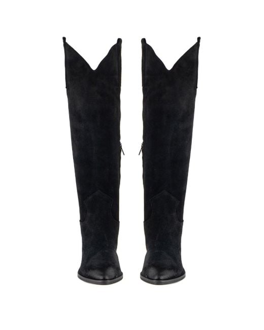 Keith Scarrott Shoes Black Astroni Suede Cowboy Boot