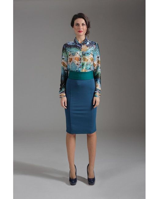 Conquista Blue Long Sleeve Print Shirt