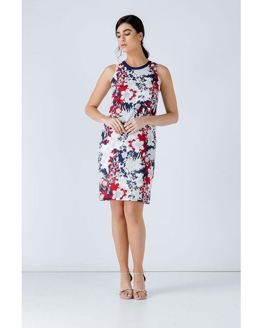 Conquista Red Floral Sleeveless Dress By Fashion