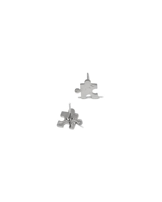 Jaredjamin Metallic Puzzle Piece Textured Stud Earrings