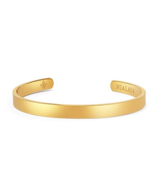 Nialaya Metallic Open Cuff Bangle for men