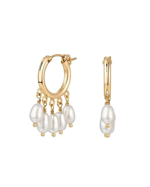 Katy Faye Metallic Agathe Pearl Huggie Hoop Earrings