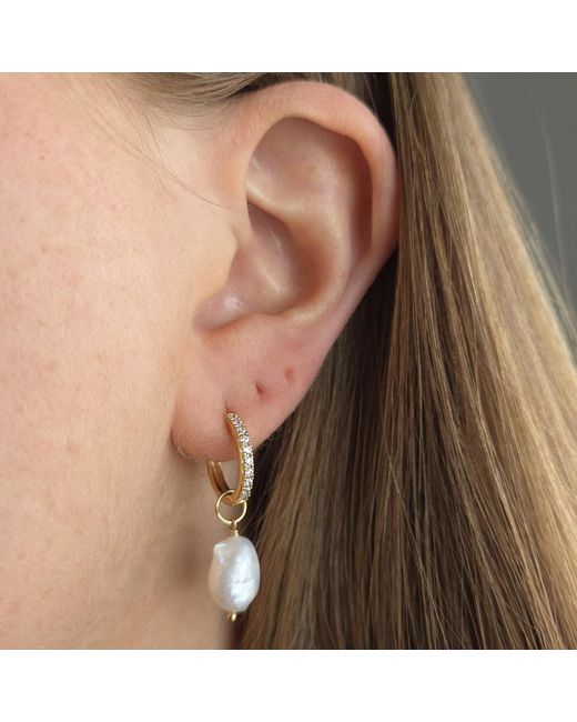Scream Pretty Metallic Large Sparkle Huggie Earrings With Baroque Pearl