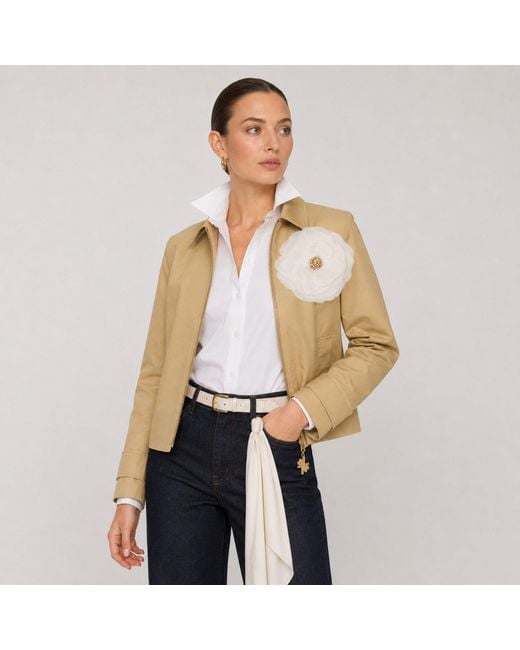 House of Laines London Natural Neutrals Laines Couture Hand Embellished Cream Organza Flower Trench