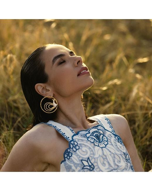 Meraki by Rashmi Bajaj Metallic Mermaid Loop Plated Hoop Earrings