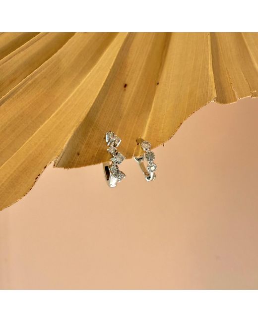 Zohreh Metallic Mini Diamond Trilogy Huggie Hoop Earring 9K