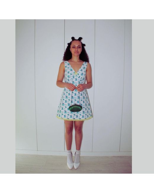 Couture to Your Door Blue Mini Floral Babydoll Mod Dress