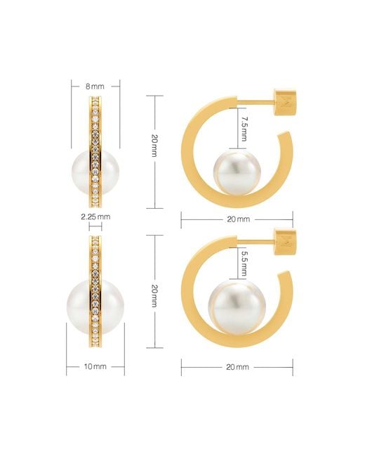 Meulien Metallic Pearl Open Hoop Earrings