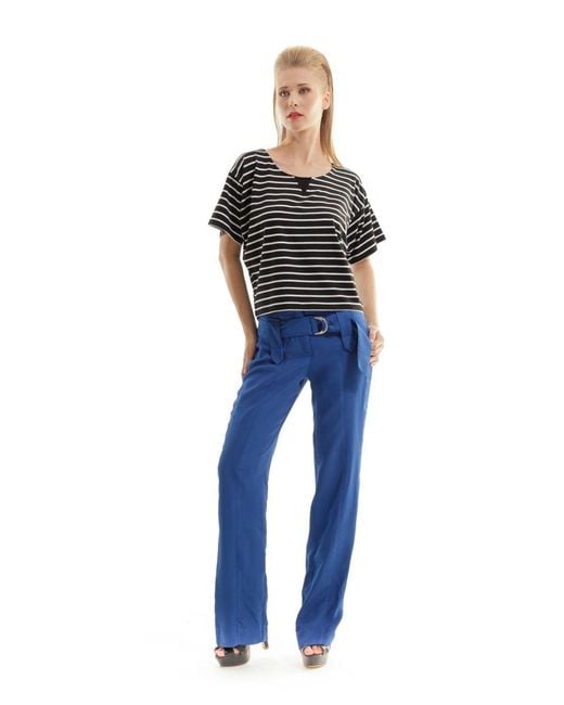 Conquista Black Loose Fit Stripe Top