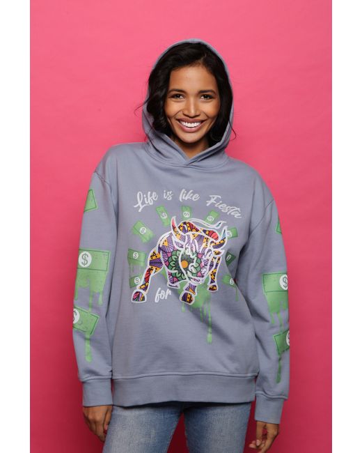 Miracles Manifester Blue Inspirational Affirmation Hoodie With Reflective Design