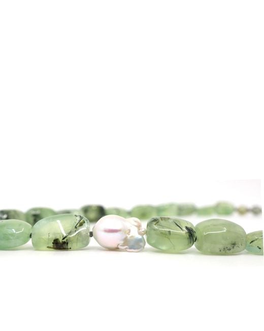 Shar Oke Green Prehnite & Freshwater Pearl Necklace