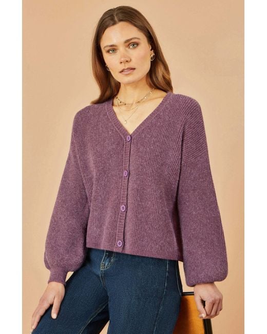 Yumi' Purple Marl Knit Cardigan