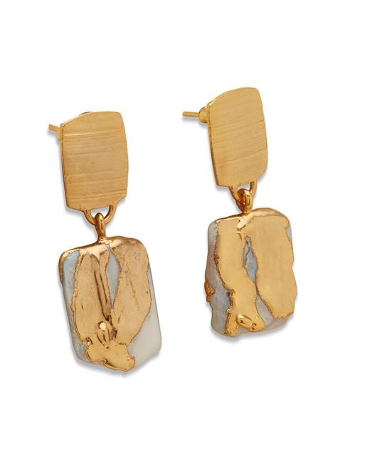 Dhwani Bansal Metallic Zuri Drop Earrings With Baroque Pearls