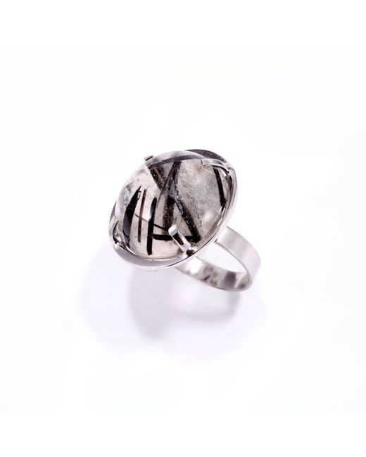 Mineralgems•Studio White Tourmalinated Quartz Ring Fail