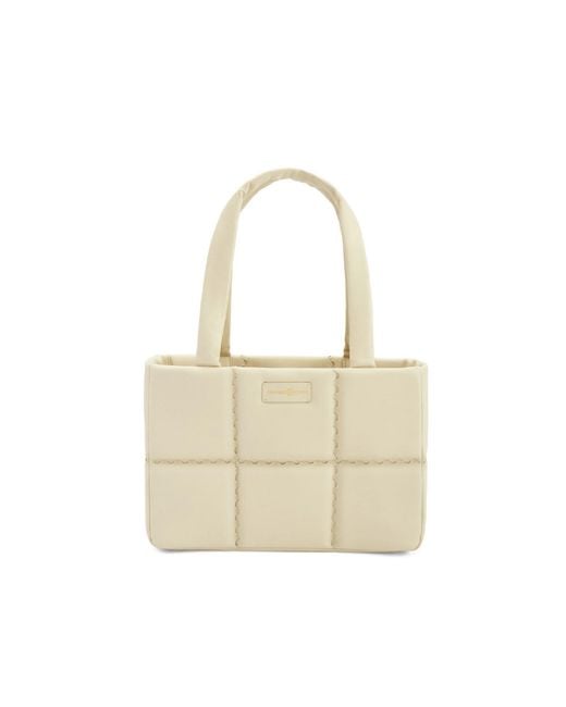 Orange Cube White Square Stitch Cushion Tote
