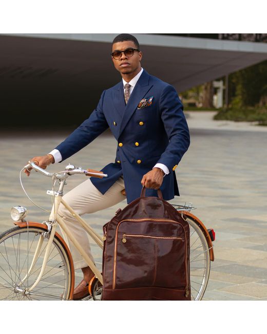 Time Resistance Brown Leather Garment Bag for men